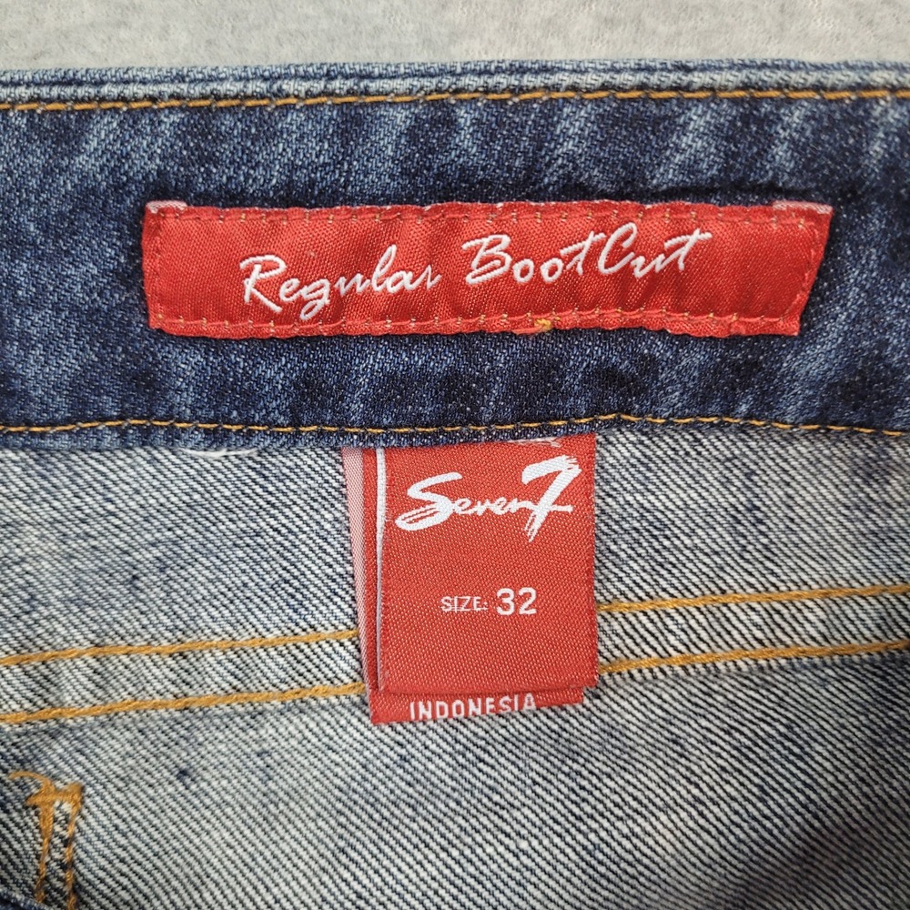 Seven7 Regular Bootcut Jeans Womens 32 Blue Denim Mid Rise Stretch Whisker - Picture 6 of 9